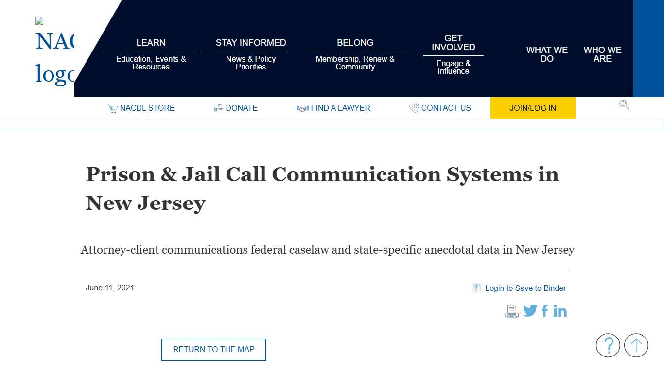 NACDL - Prison & Jail Call Communication Systems in New Jersey